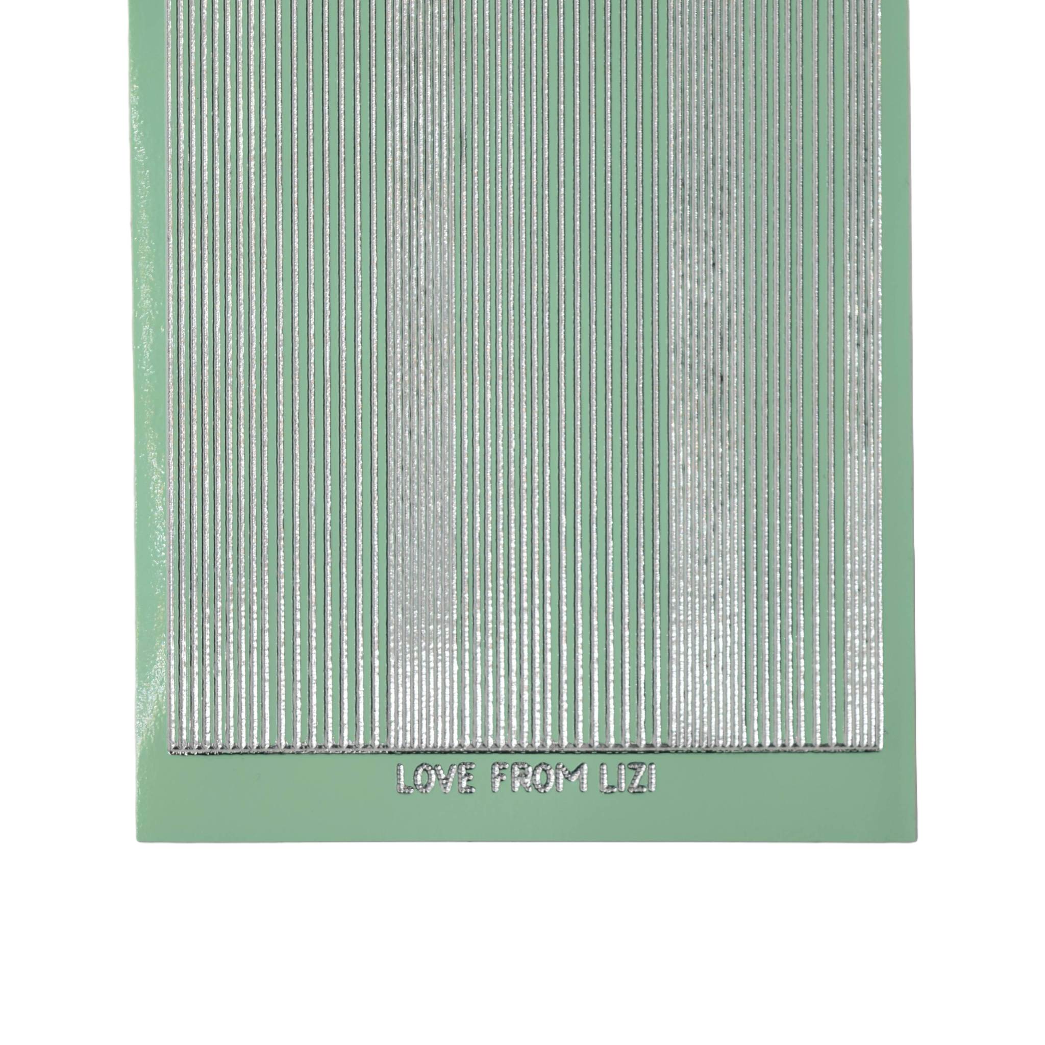 Pin Stripe Spearmint Green with Silver Finish Peel-Off Stickers
